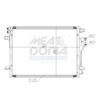 MEAT & DORIA Kondensor, klimaanlæg 991189 for LANCIA CHRYSLER