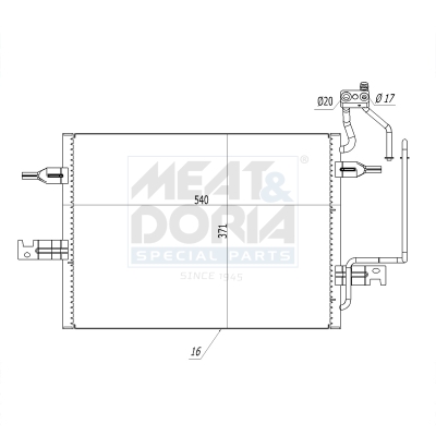 MEAT & DORIA Kondensor, klimaanlæg 991101 for OPEL