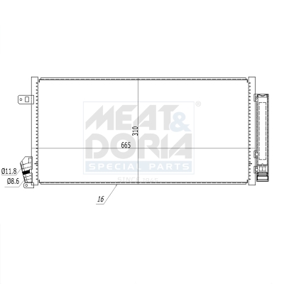 MEAT & DORIA Kondensor, klimaanlæg 991143 for OPEL ALFA ROMEO FIAT VAUXHALL