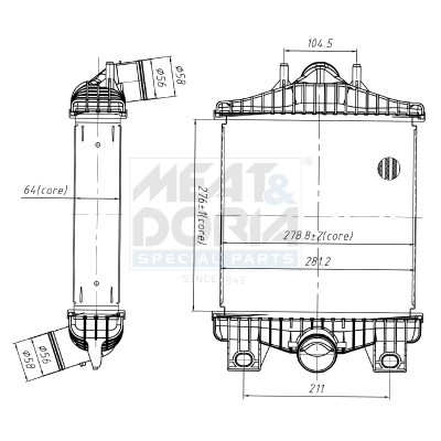 MEAT & DORIA Ladeluftkøler 995482 for LAND ROVER