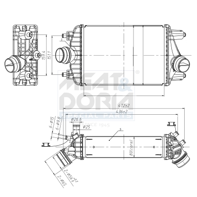 MEAT & DORIA Ladeluftkøler 995471 for PORSCHE