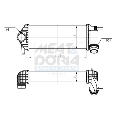MEAT & DORIA Ladeluftkøler 995077 for RENAULT MERCEDES-BENZ