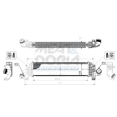 MEAT & DORIA Ladeluftkøler 995355 for VOLVO FORD