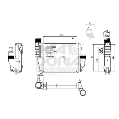 MEAT & DORIA Ladeluftkøler 995520 for CITROËN/PEUGEOT OPEL TOYOTA