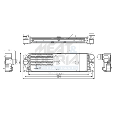 MEAT & DORIA Ladeluftkøler 995545 for MERCEDES-BENZ