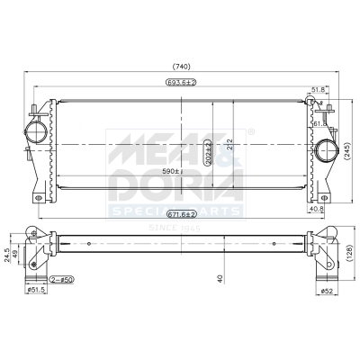MEAT & DORIA Ladeluftkøler 995044 for LAND ROVER
