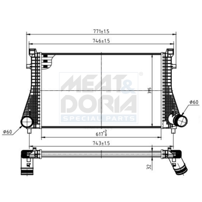 MEAT & DORIA Ladeluftkøler 995182 for SKODA VW VAG AUDI CUPRA SEAT