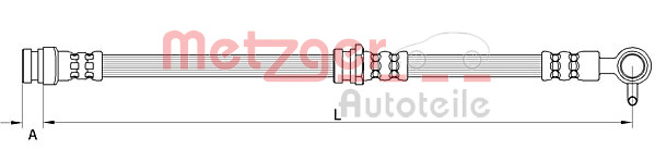 Bremseslange, METZGER, højre foraksel, b.la. til Mazda