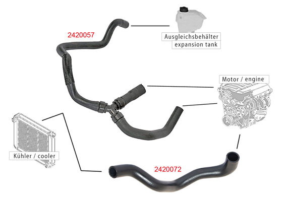 METZGER AUTOTEILE Kølerslange 2420072 oppe for FORD
