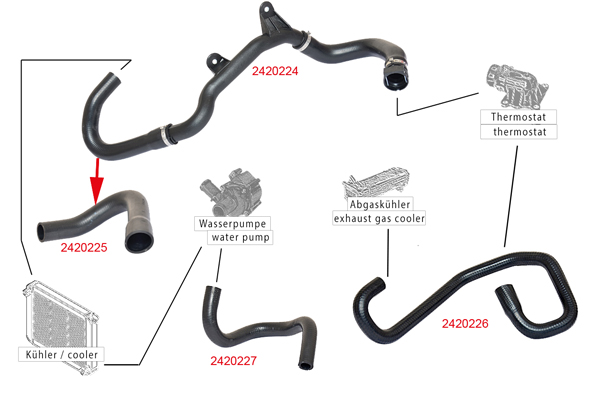 METZGER AUTOTEILE Kølerslange 2420227 for FORD PEUGEOT FIAT