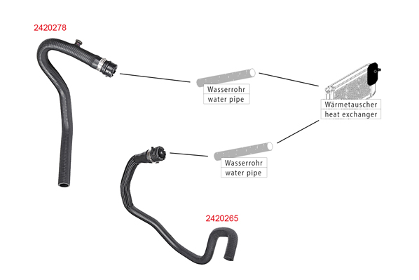 METZGER AUTOTEILE Kølerslange 2420278 nede for FIAT PEUGEOT