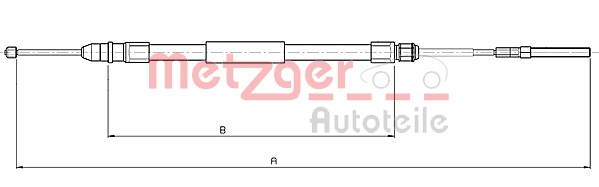 METZGER AUTOTEILE Håndbremsekabel 104136 bagved til højre for MINI