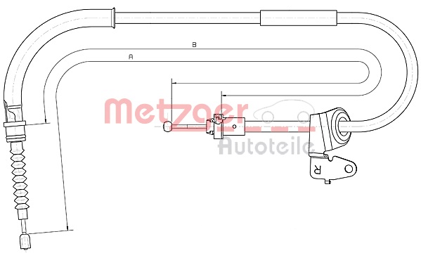 METZGER AUTOTEILE Håndbremsekabel 104304 bagved til højre for MINI