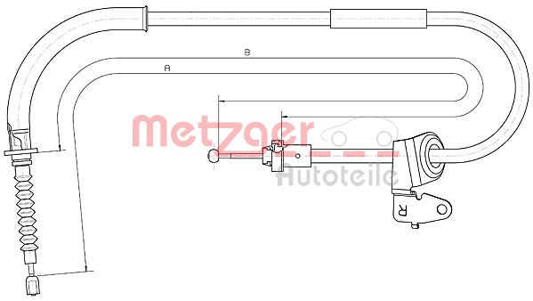 METZGER AUTOTEILE Håndbremsekabel 104306 bagved til højre for MINI