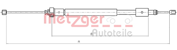 METZGER AUTOTEILE Håndbremsekabel 104707 bagved til højre for CITROËN