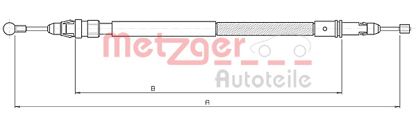 METZGER AUTOTEILE Håndbremsekabel 104738 bagved til højre for CITROËN