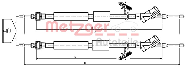 METZGER AUTOTEILE Håndbremsekabel 105371 bag for FORD