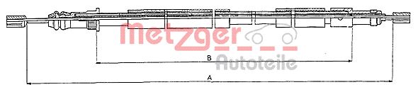 METZGER AUTOTEILE Håndbremsekabel 106026 bagved til højre for PEUGEOT