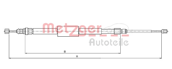 METZGER AUTOTEILE Håndbremsekabel 106687 bagved til højre for RENAULT