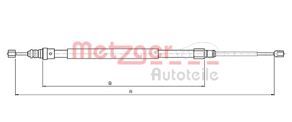 METZGER AUTOTEILE Håndbremsekabel 106686 bagved til højre for RENAULT