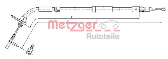 METZGER AUTOTEILE Håndbremsekabel 109334 bagved til højre for MERCEDES-BENZ