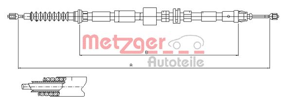 METZGER AUTOTEILE Håndbremsekabel 115512 bagved til højre for FORD