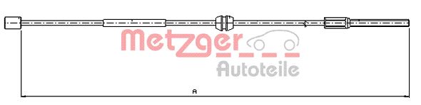 METZGER AUTOTEILE Håndbremsekabel 115756 foran for OPEL