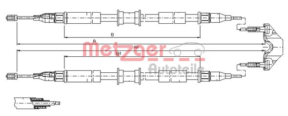 METZGER AUTOTEILE Håndbremsekabel 115765 bag for OPEL