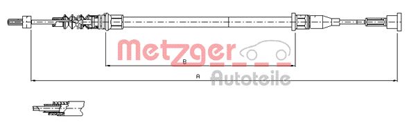 METZGER AUTOTEILE Håndbremsekabel 115768 bagved til højre for OPEL