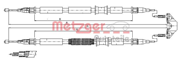 METZGER AUTOTEILE Håndbremsekabel 115862 bag for OPEL