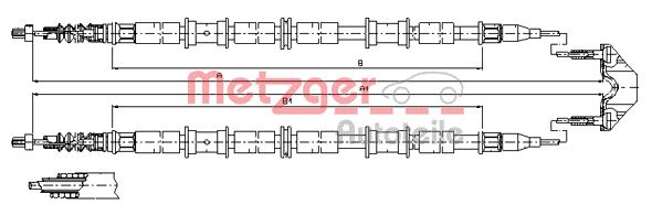 METZGER AUTOTEILE Håndbremsekabel 115864 bag for OPEL