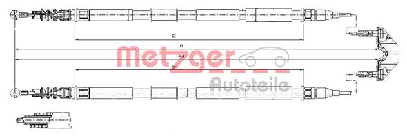 METZGER AUTOTEILE Håndbremsekabel 115867 bag for OPEL