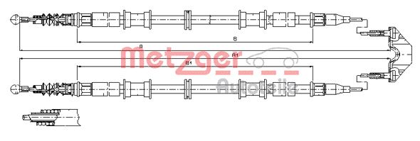 METZGER AUTOTEILE Håndbremsekabel 115866 bag for OPEL GENERAL MOTORS