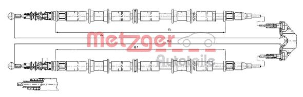 METZGER AUTOTEILE Håndbremsekabel 115865 bag for OPEL
