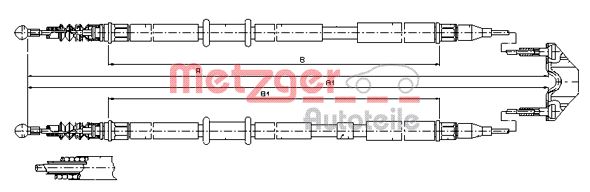 METZGER AUTOTEILE Håndbremsekabel 115952 bag for OPEL