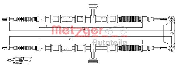 METZGER AUTOTEILE Håndbremsekabel 115945 bag for OPEL