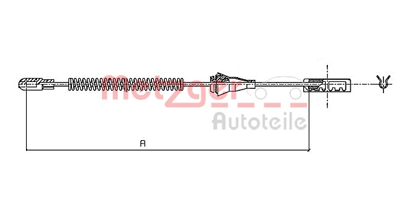 METZGER AUTOTEILE Håndbremsekabel 115959 bagved til højre for OPEL