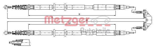 METZGER AUTOTEILE Håndbremsekabel 115953 bag for OPEL