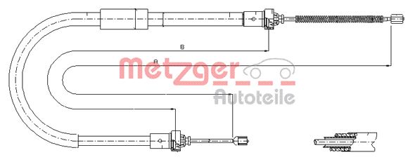 METZGER AUTOTEILE Håndbremsekabel 116573 bagved til højre for RENAULT