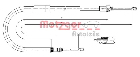 METZGER AUTOTEILE Håndbremsekabel 116663 bagved til højre for RENAULT