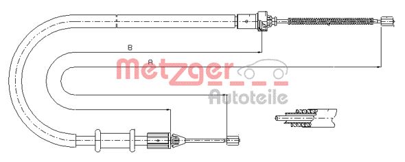METZGER AUTOTEILE Håndbremsekabel 116676 bagved til højre for NISSAN RENAULT