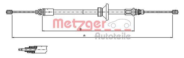 METZGER AUTOTEILE Håndbremsekabel 116801 foran for OPEL RENAULT