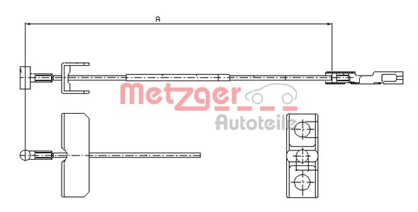 METZGER AUTOTEILE Håndbremsekabel 116802 midten for OPEL GENERAL MOTORS RENAULT
