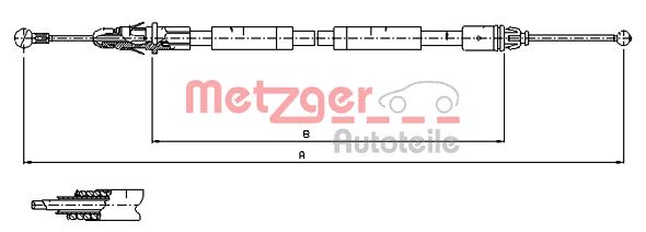 METZGER AUTOTEILE Håndbremsekabel 116805 bagved til højre for OPEL RENAULT