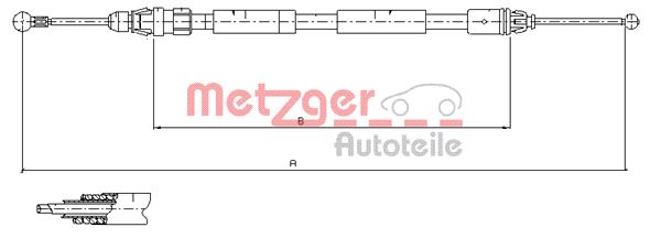 METZGER AUTOTEILE Håndbremsekabel 116808 bagved til højre for OPEL GENERAL MOTORS RENAULT