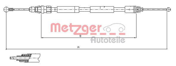 METZGER AUTOTEILE Håndbremsekabel 116807 bagved til venstre for OPEL GENERAL MOTORS RENAULT