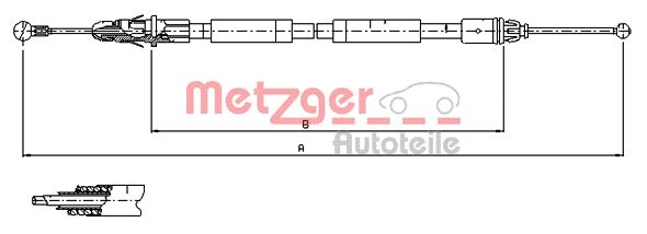 METZGER AUTOTEILE Håndbremsekabel 116804 bagved til venstre for OPEL NISSAN RENAULT