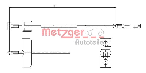 METZGER AUTOTEILE Håndbremsekabel 116803 midten for OPEL GENERAL MOTORS RENAULT