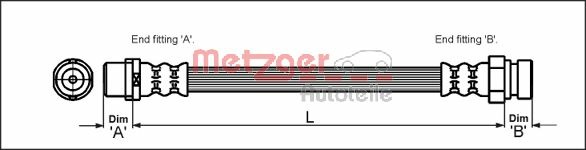 METZGER AUTOTEILE Bremseslange 4110348 for FORD VAG