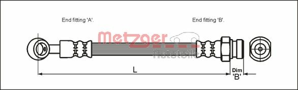 METZGER AUTOTEILE Bremseslange 4110405 for HYUNDAI